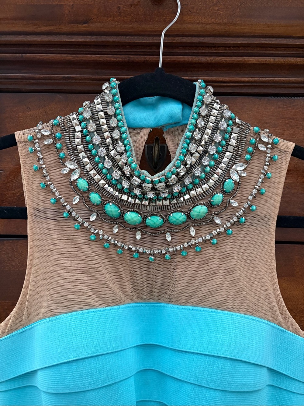 Sherri Hill Dress Style No. 32080 in Aqua- size 2. Beautiful! Great condition!💎 - Picture 6 of 8